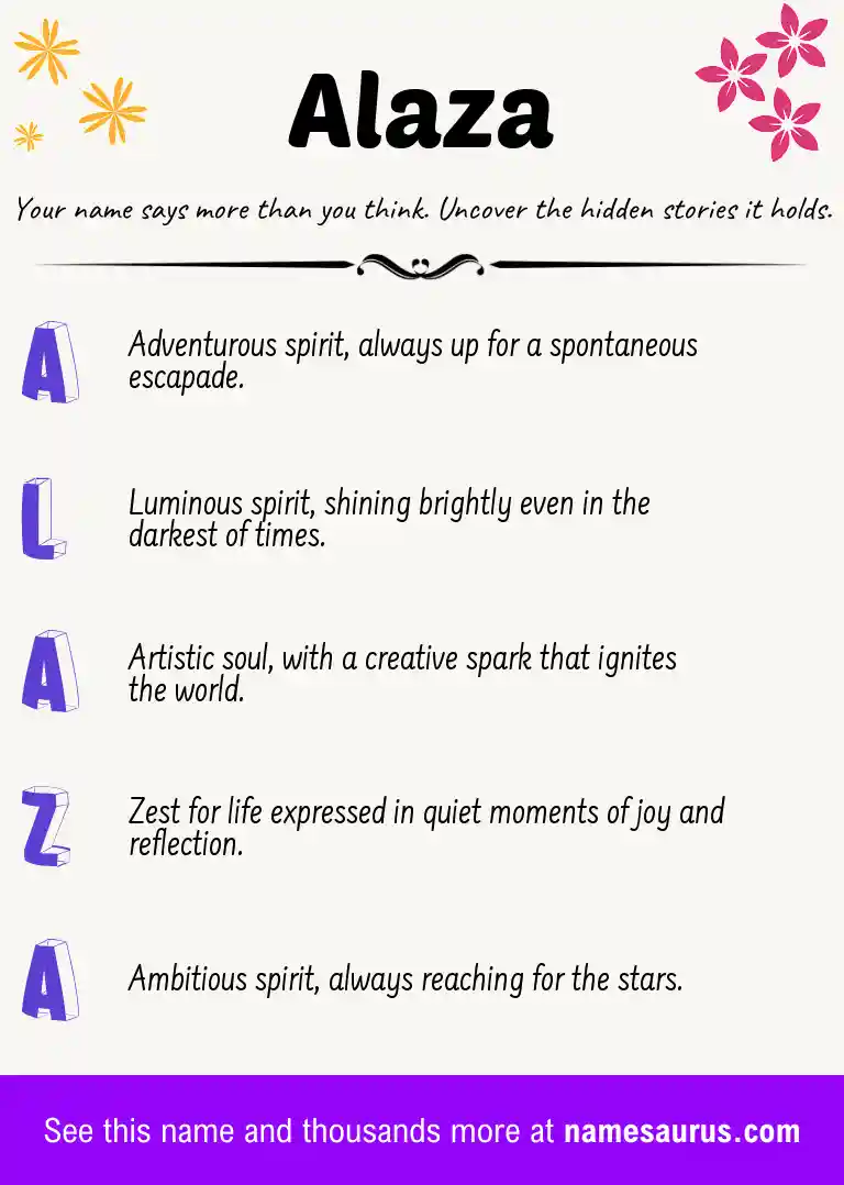 Acrostic poem about Alaza.