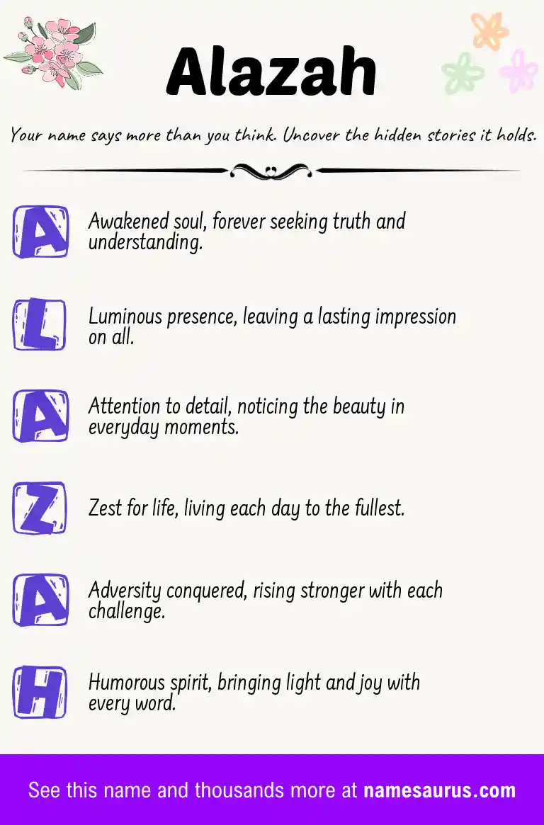 Acrostic poem about Alazah.