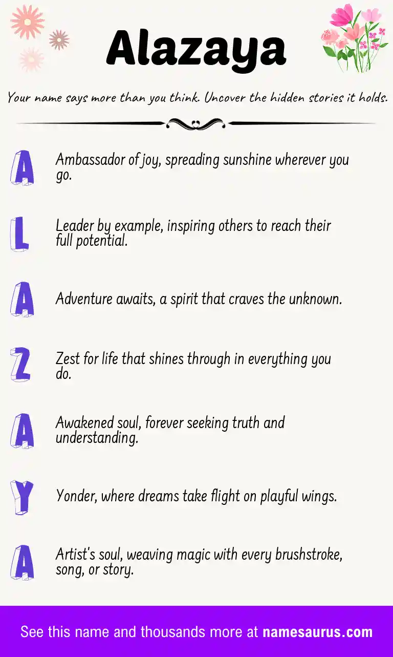 Acrostic poem about Alazaya.