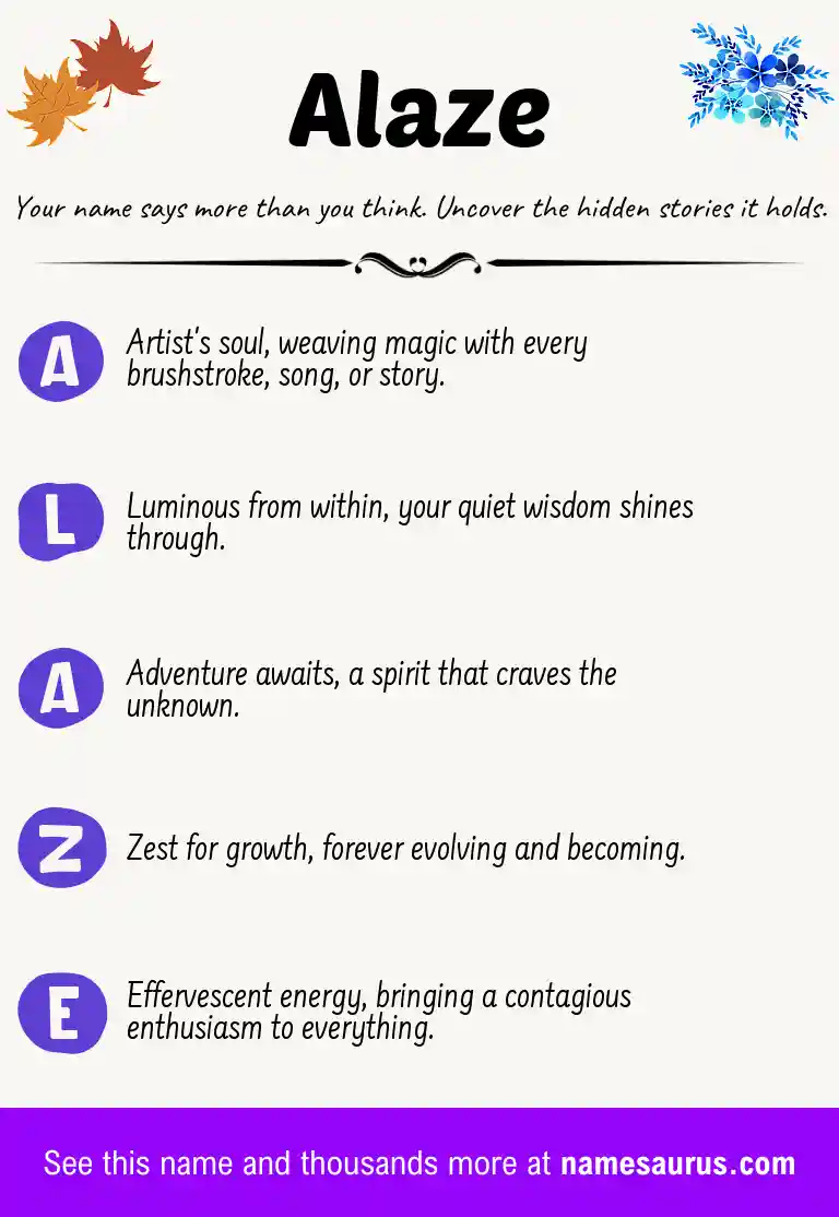 Acrostic poem about Alaze.