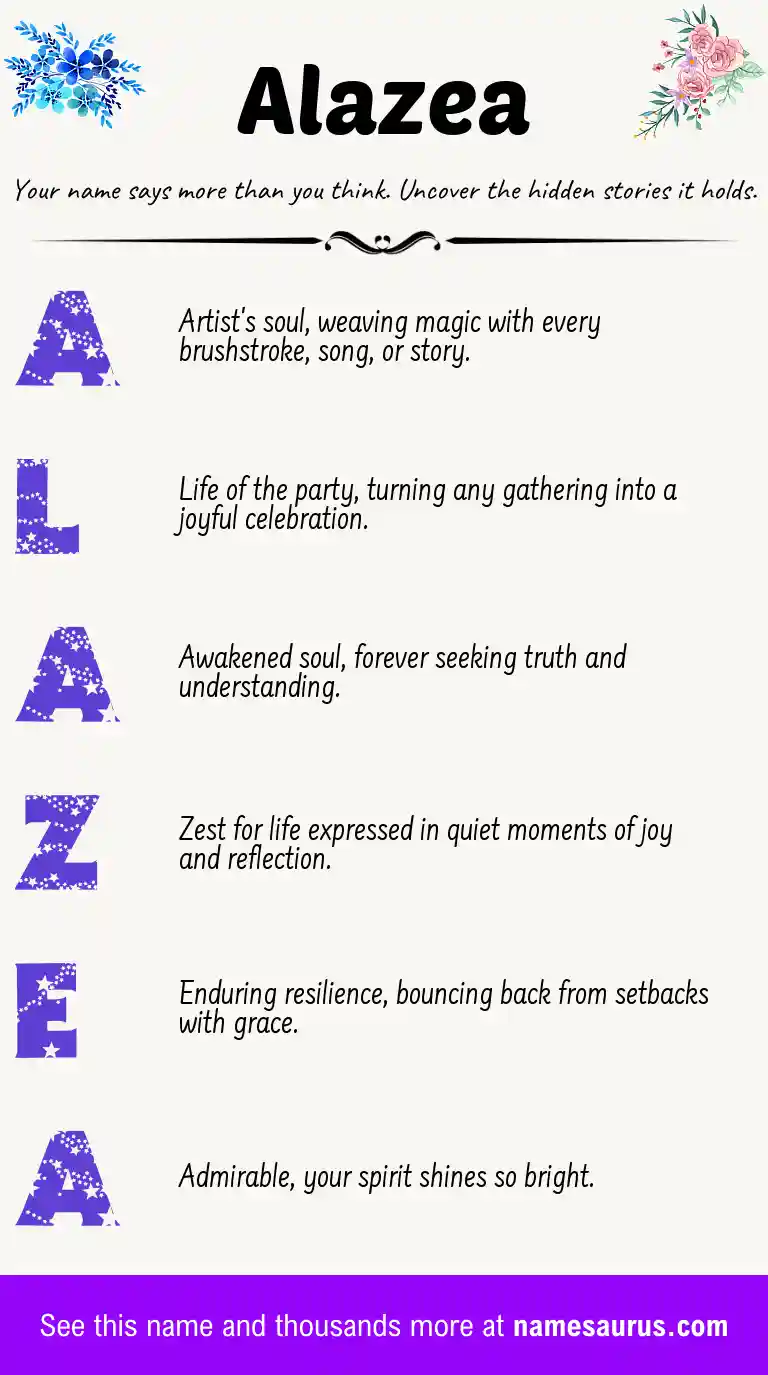 Acrostic poem about Alazea.
