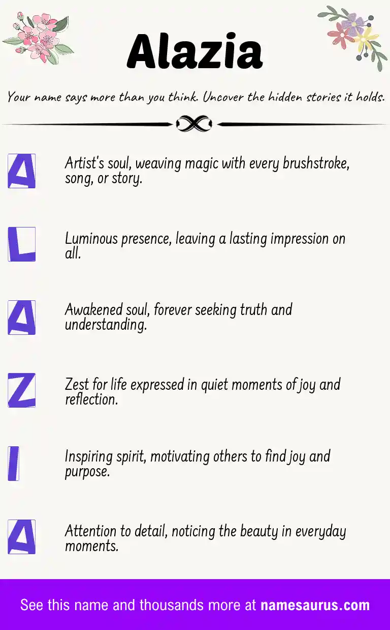 Acrostic poem about Alazia.