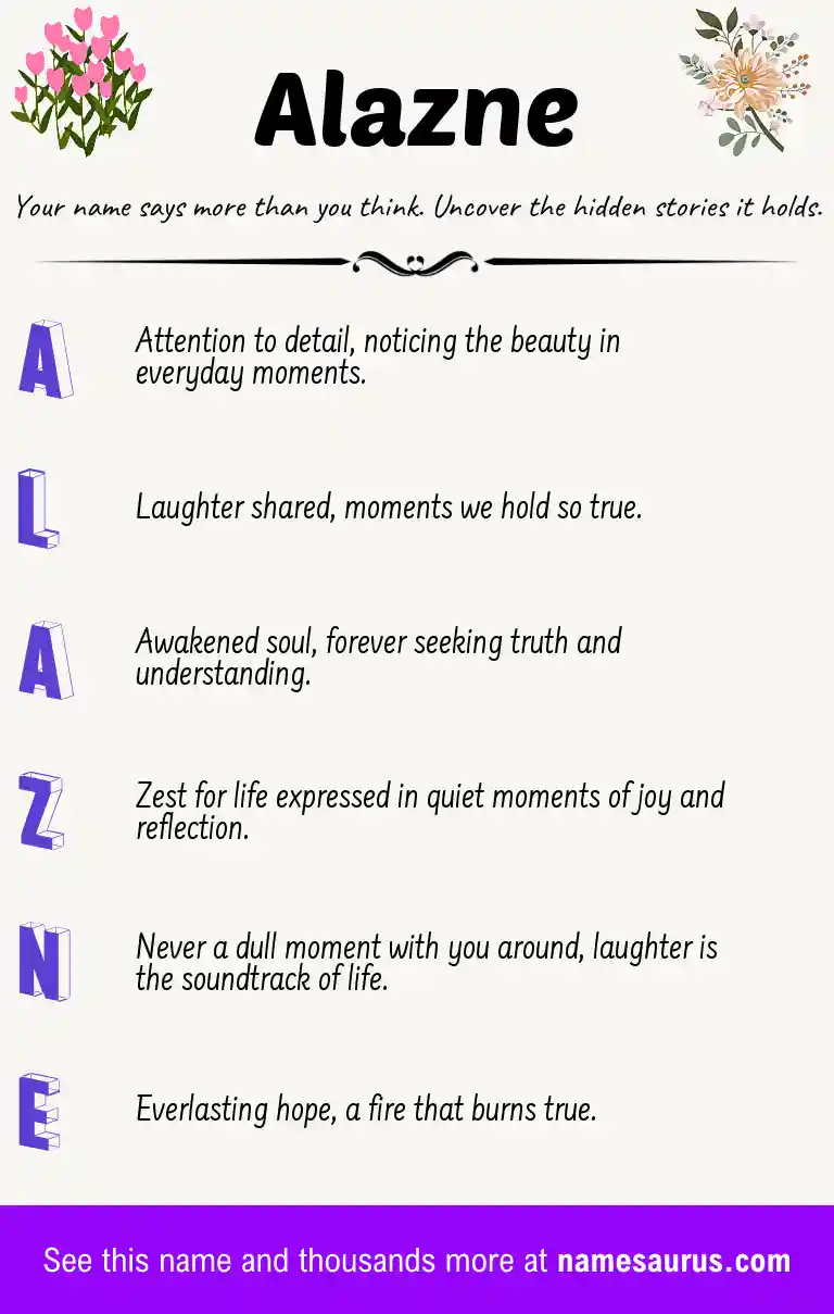 Acrostic poem about Alazne.