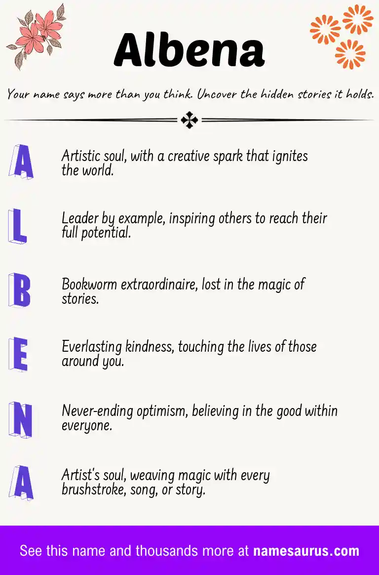 Acrostic poem about Albena.