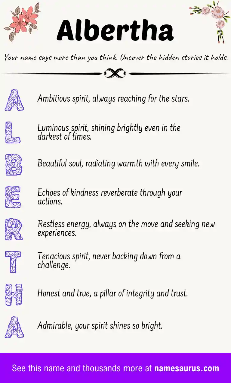 Acrostic poem about Albertha.