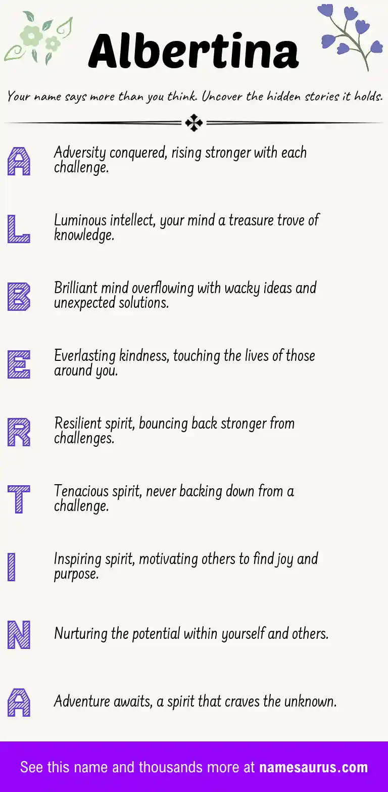 Acrostic poem about Albertina.