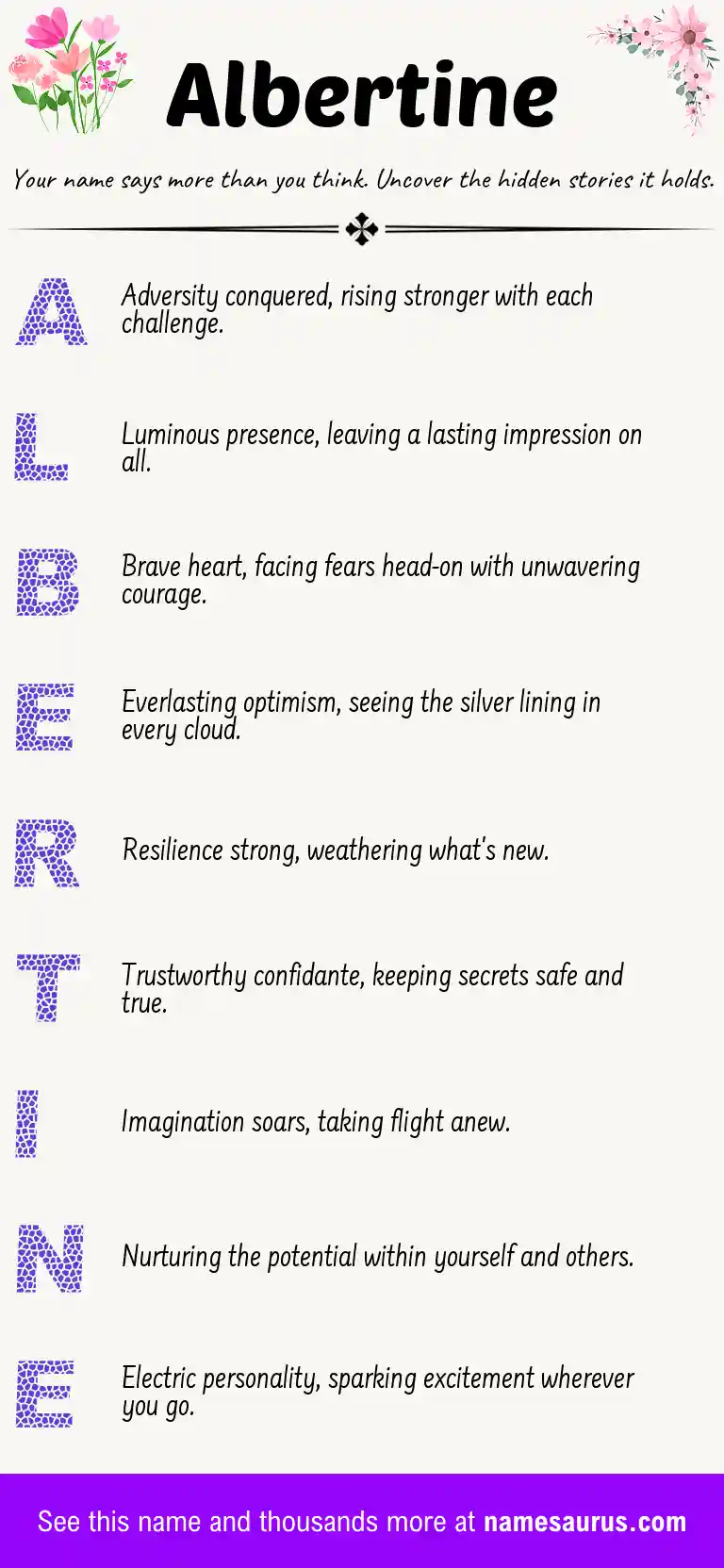 Acrostic poem about Albertine.