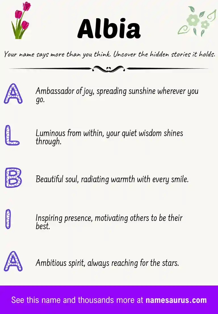 Acrostic poem about Albia.