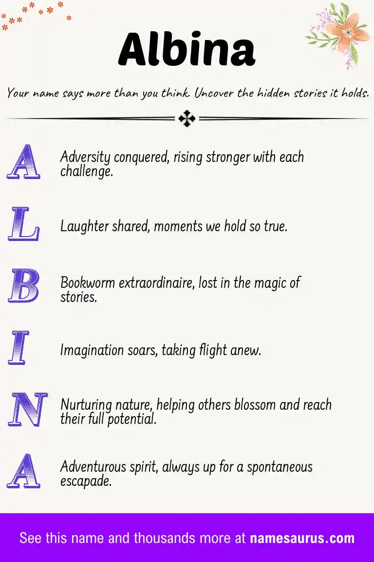 Acrostic poem about Albina.