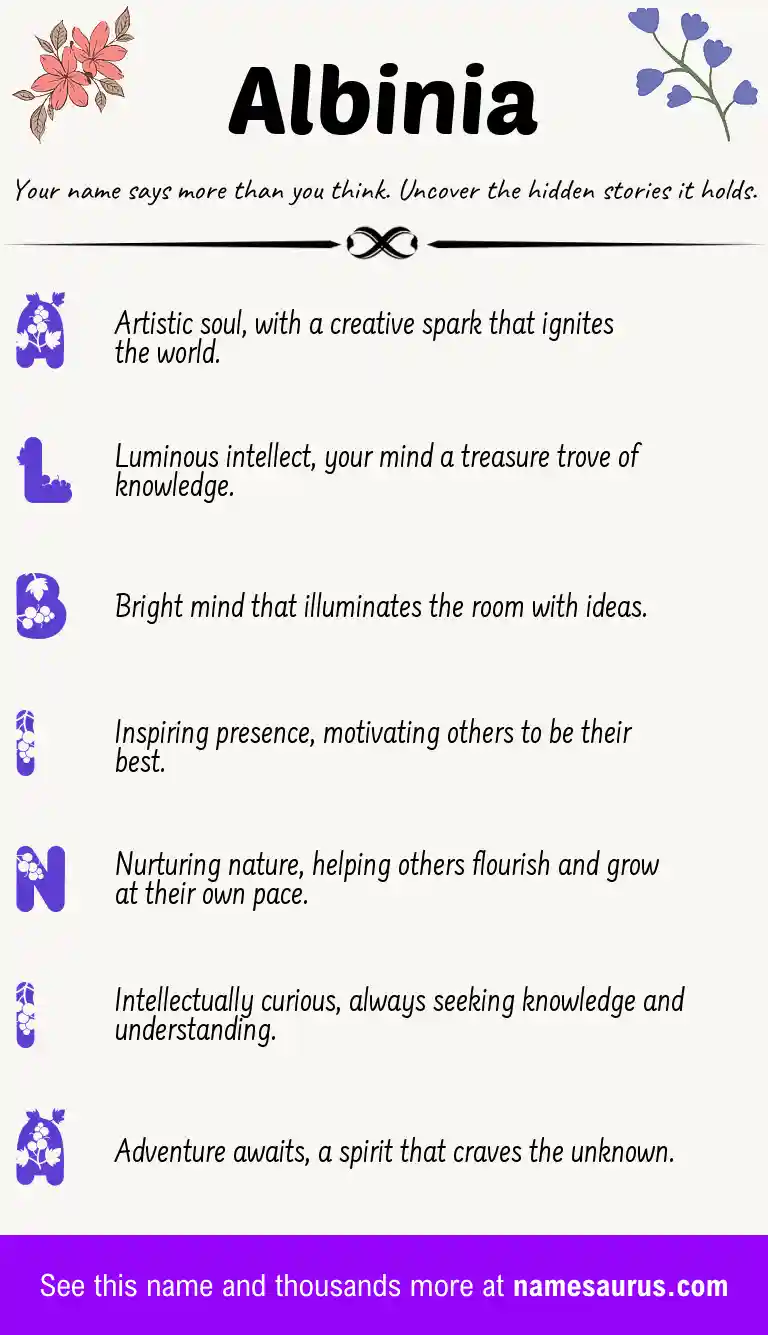 Acrostic poem about Albinia.