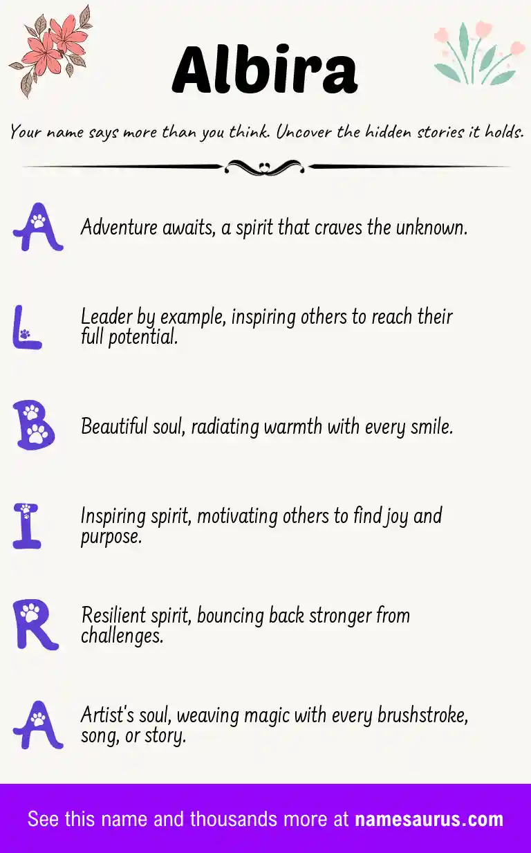 Acrostic poem about Albira.