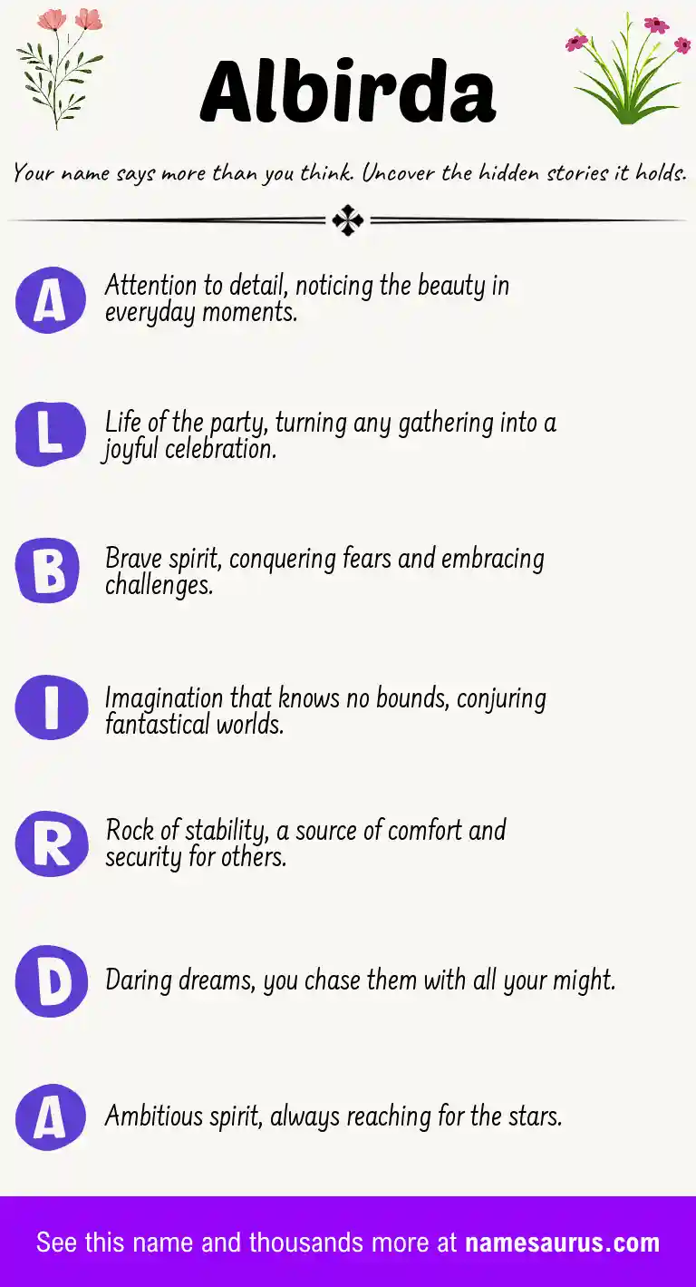 Acrostic poem about Albirda.