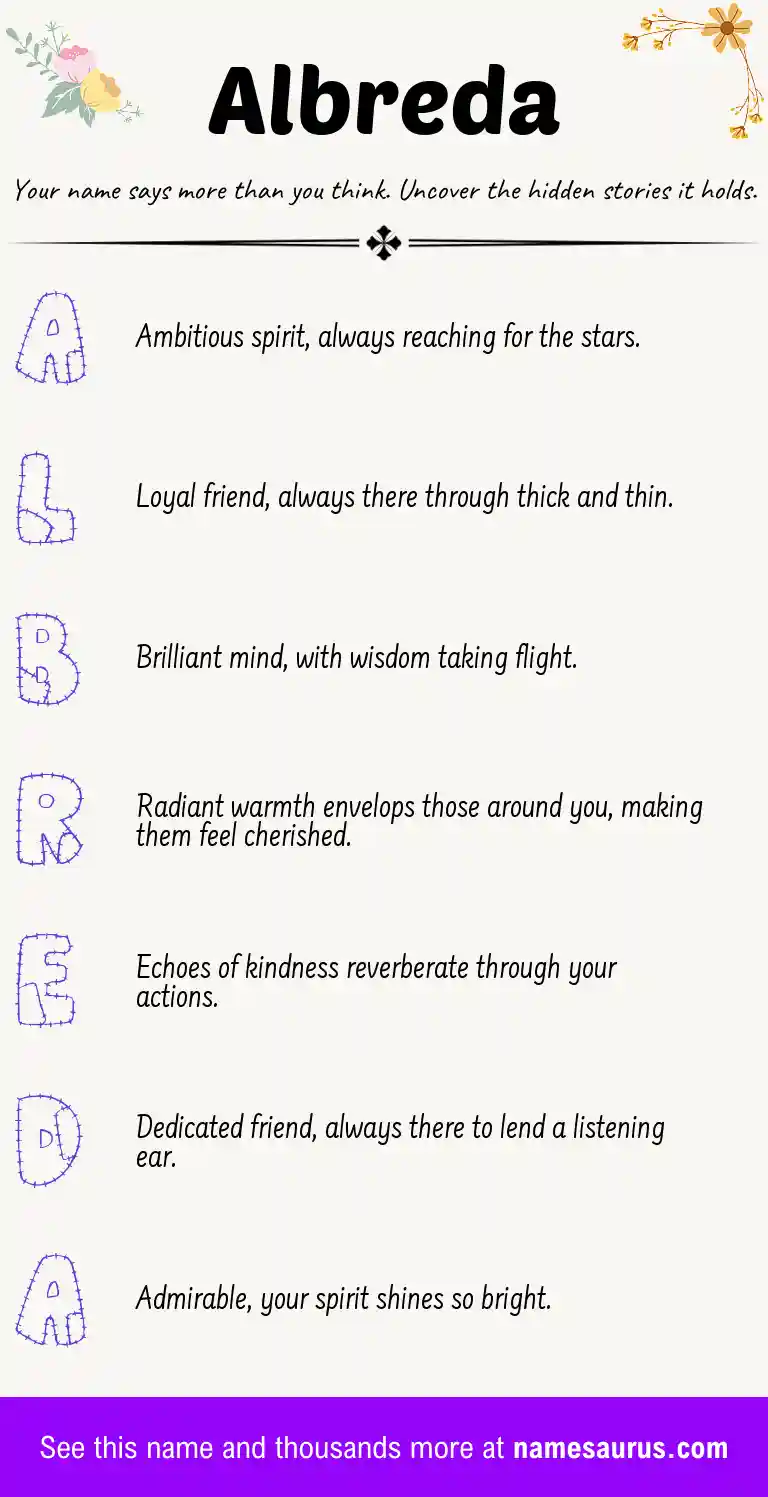 Acrostic poem about Albreda.