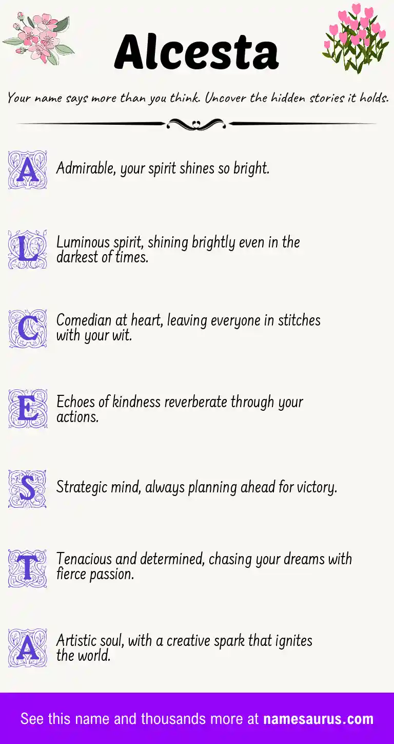 Acrostic poem about Alcesta.