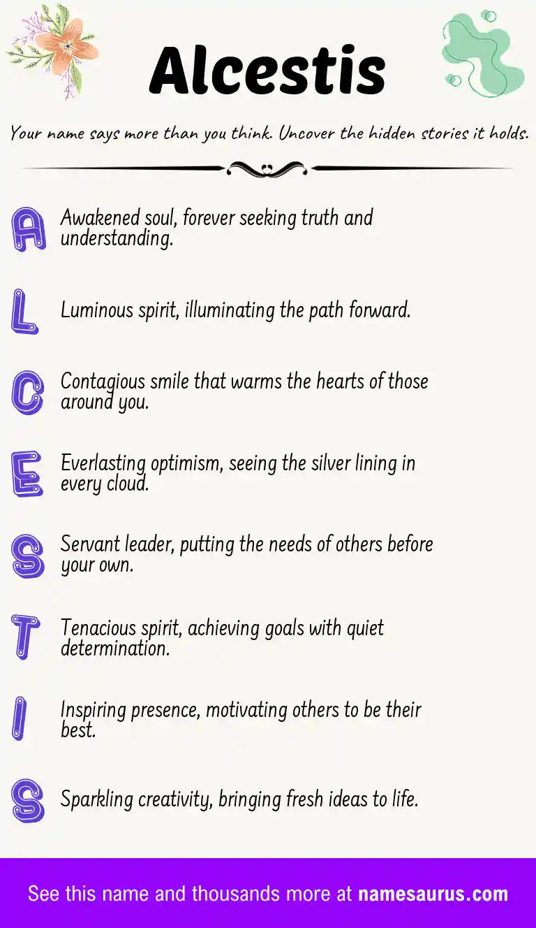 Acrostic poem about Alcestis.