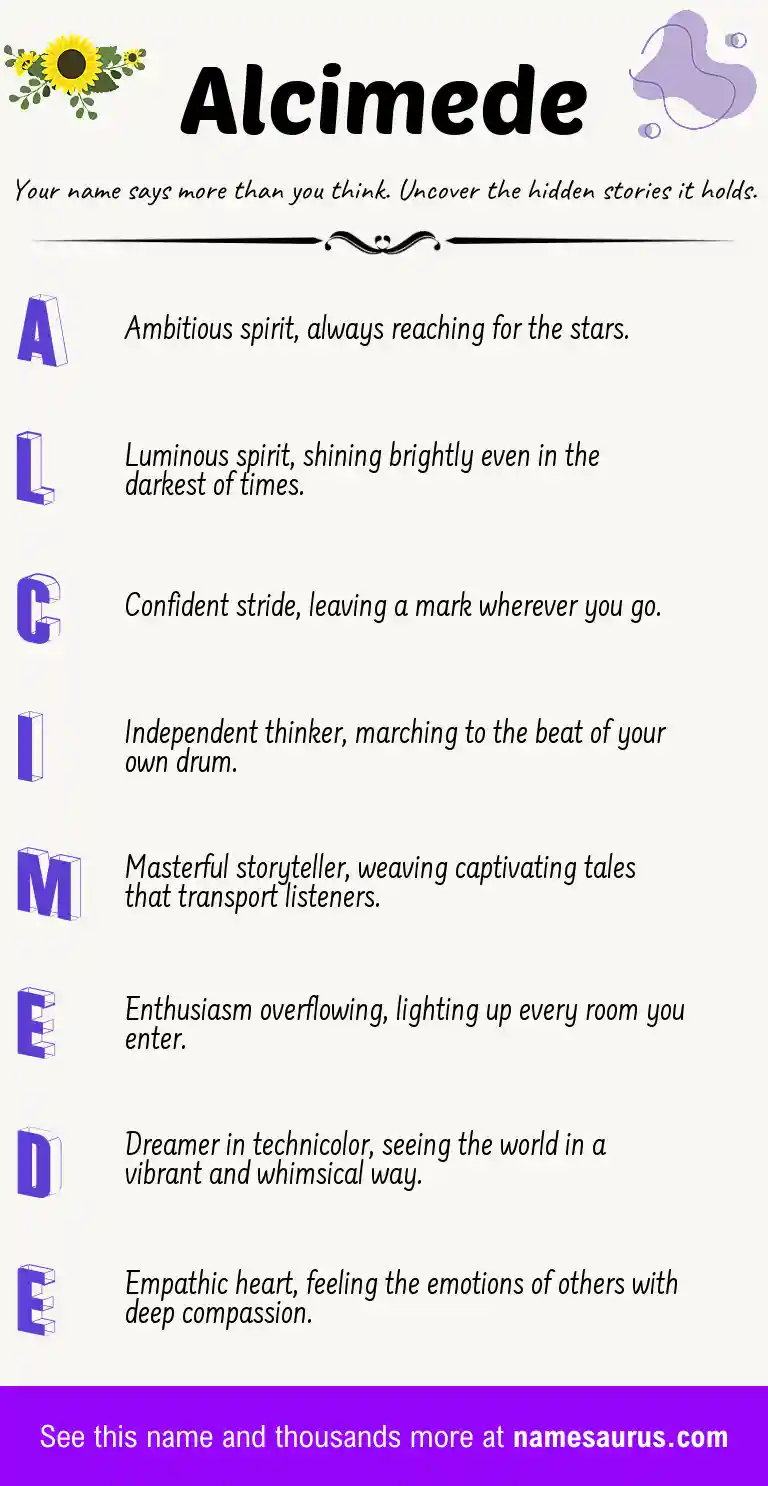 Acrostic poem about Alcimede.