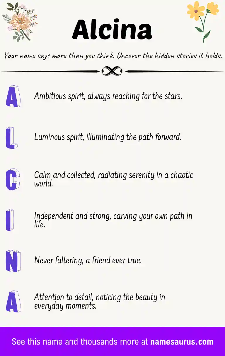Acrostic poem about Alcina.