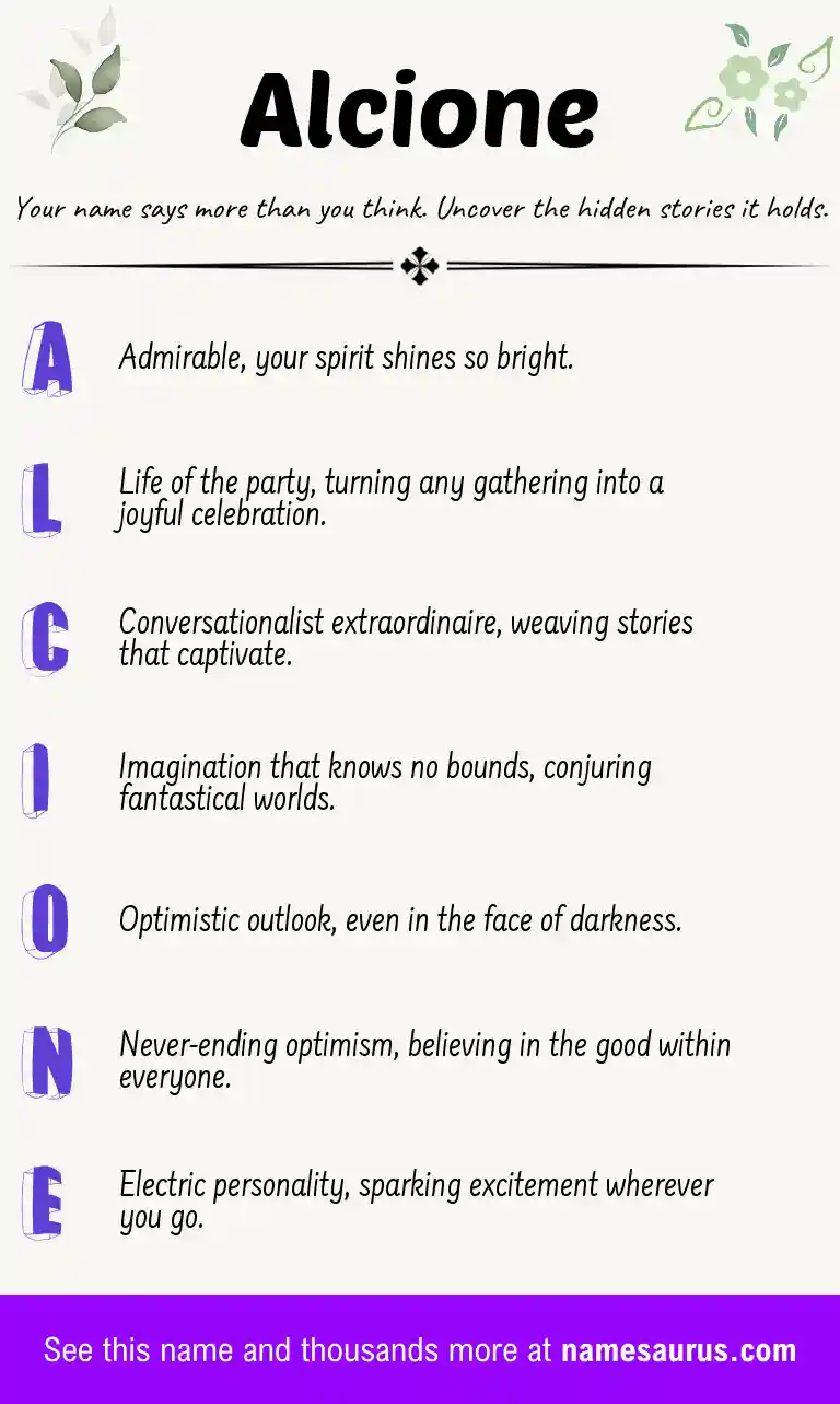 Acrostic poem about Alcione.