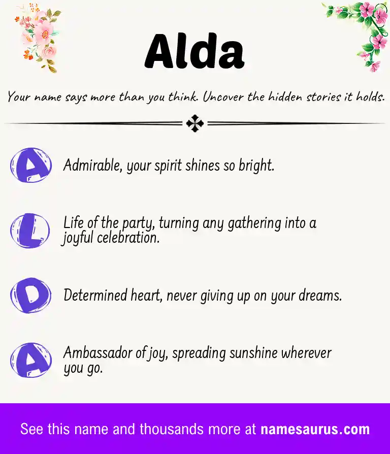 Acrostic poem about Alda.