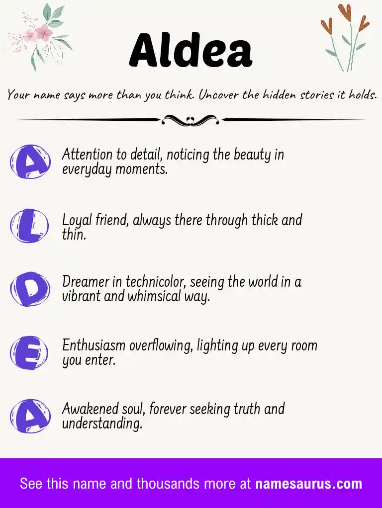 Acrostic poem about Aldea.