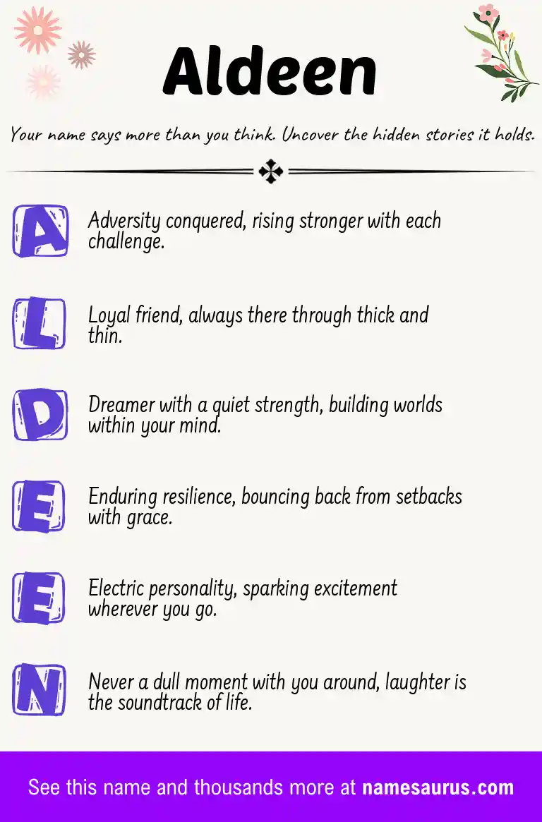 Acrostic poem about Aldeen.