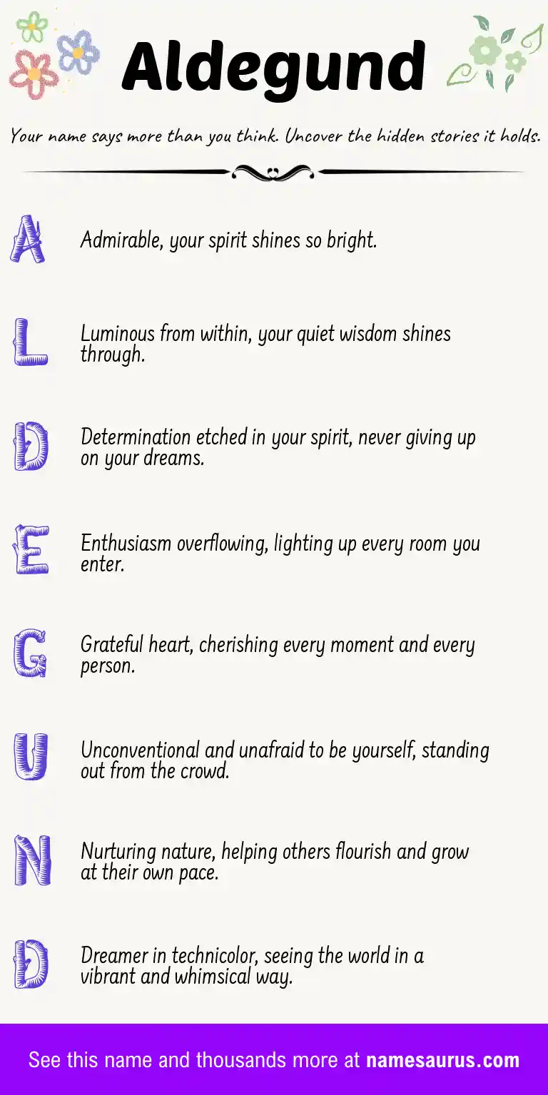 Acrostic poem about Aldegund.