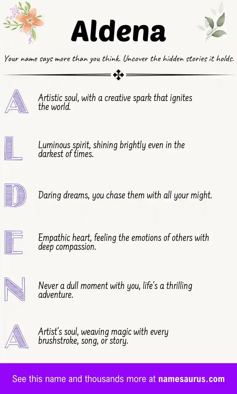 Acrostic poem about Aldena.
