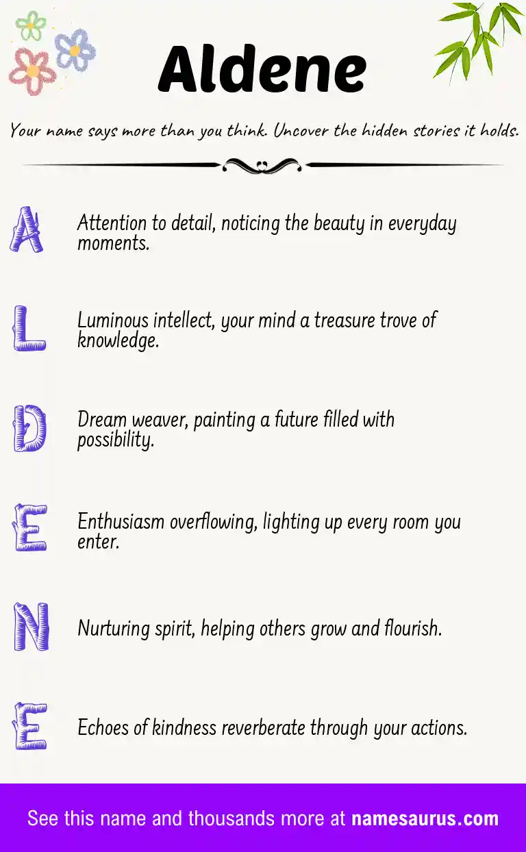 Acrostic poem about Aldene.