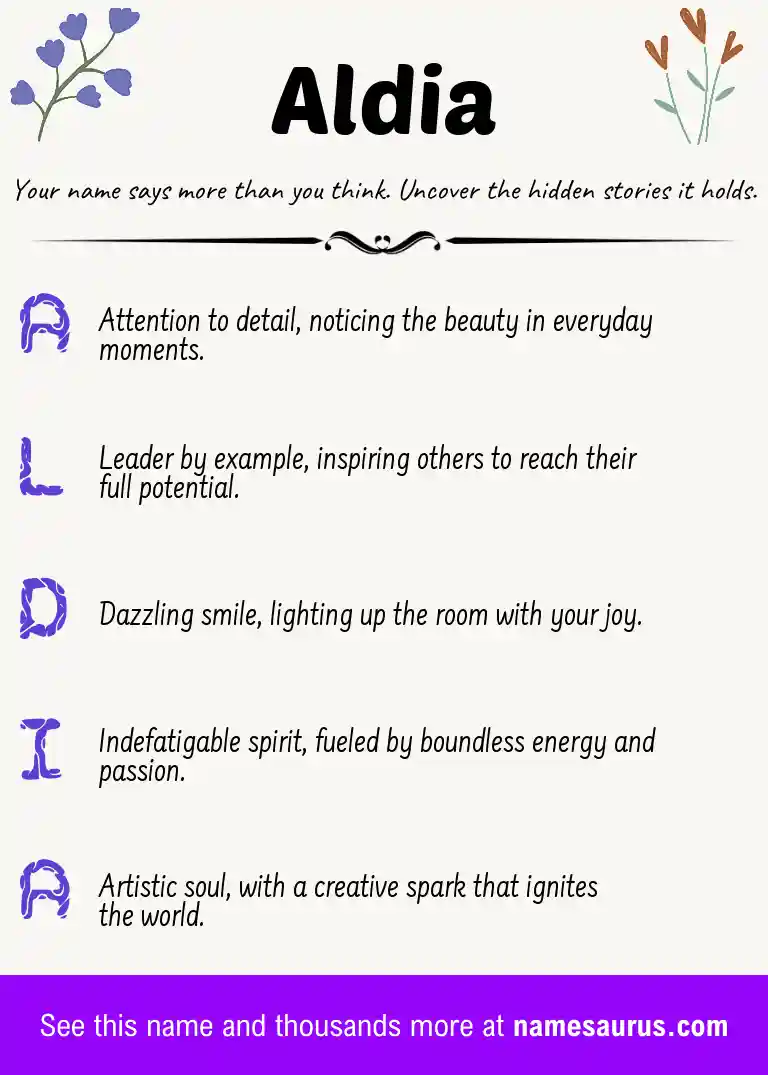 Acrostic poem about Aldia.