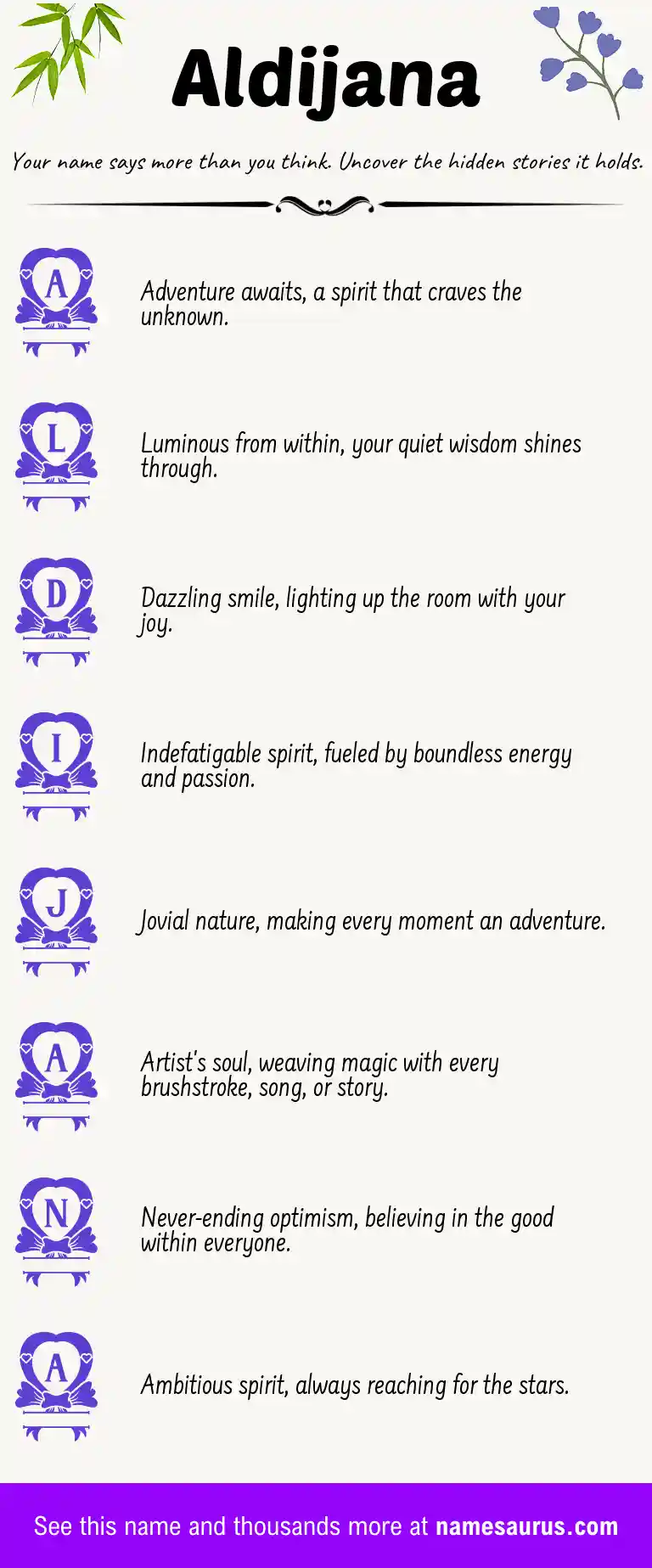 Acrostic poem about Aldijana.