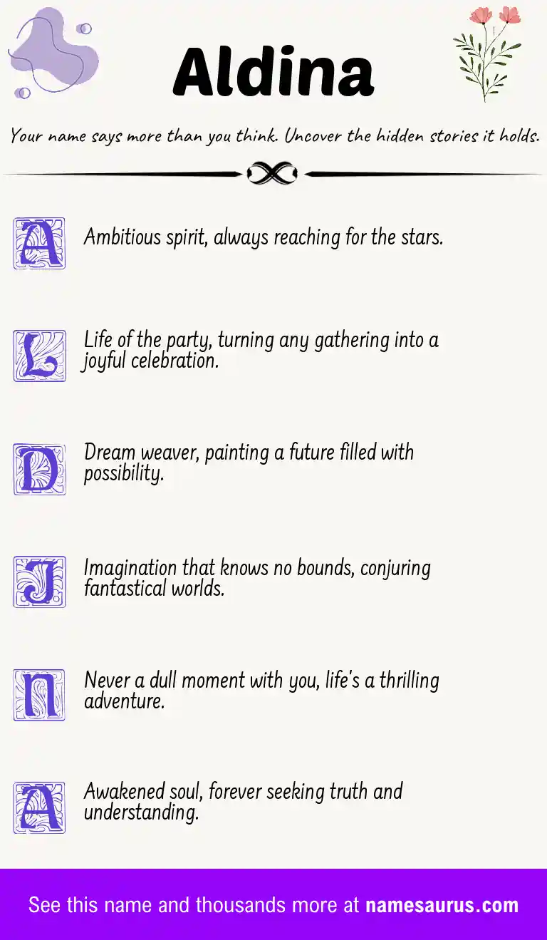 Acrostic poem about Aldina.