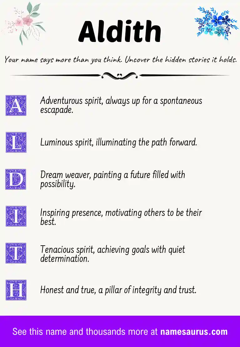 Acrostic poem about Aldith.