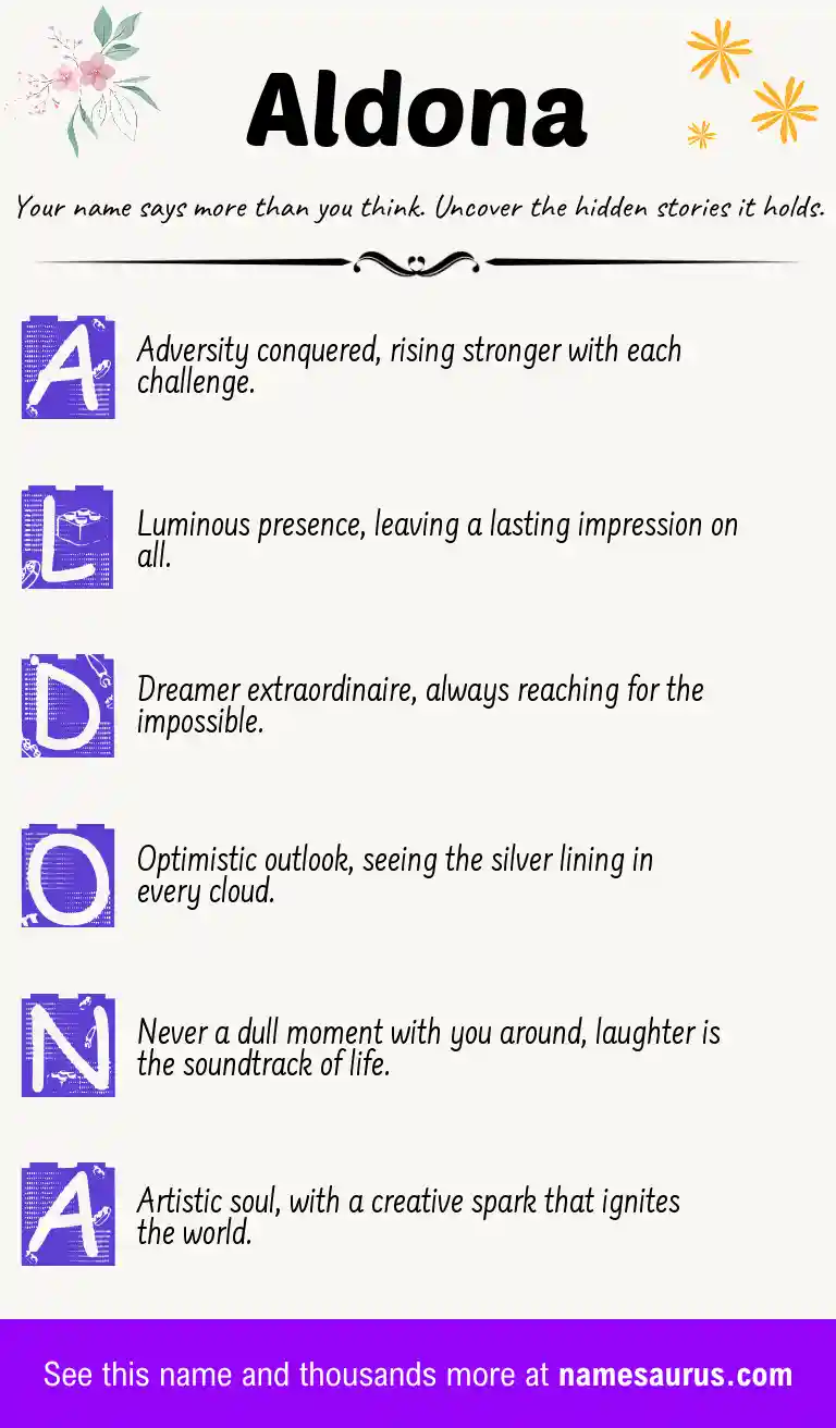 Acrostic poem about Aldona.