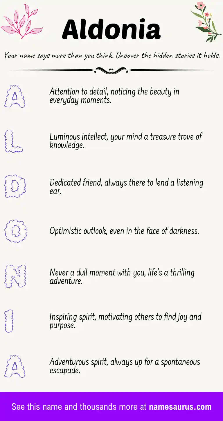 Acrostic poem about Aldonia.