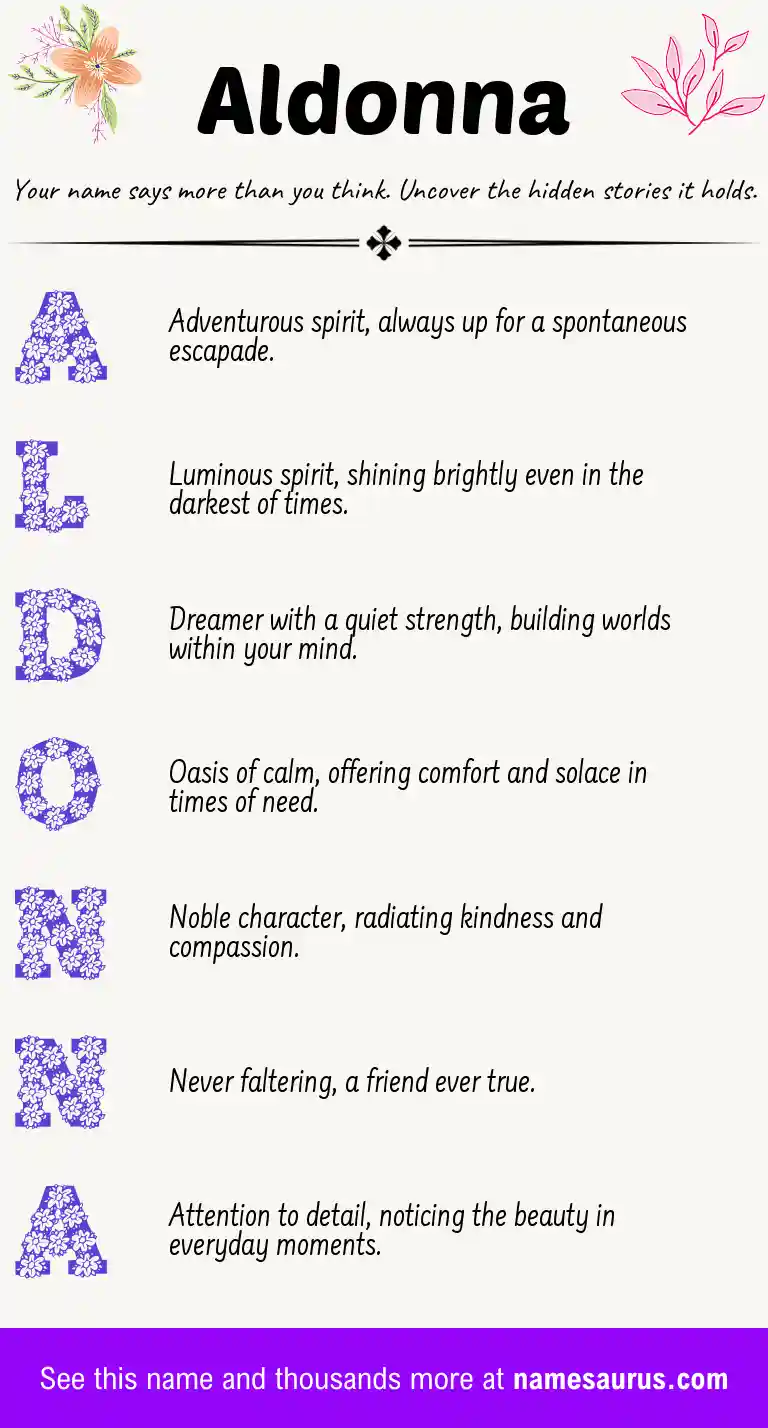 Acrostic poem about Aldonna.