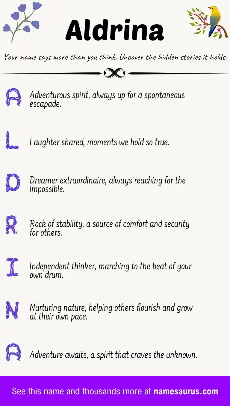 Acrostic poem about Aldrina.