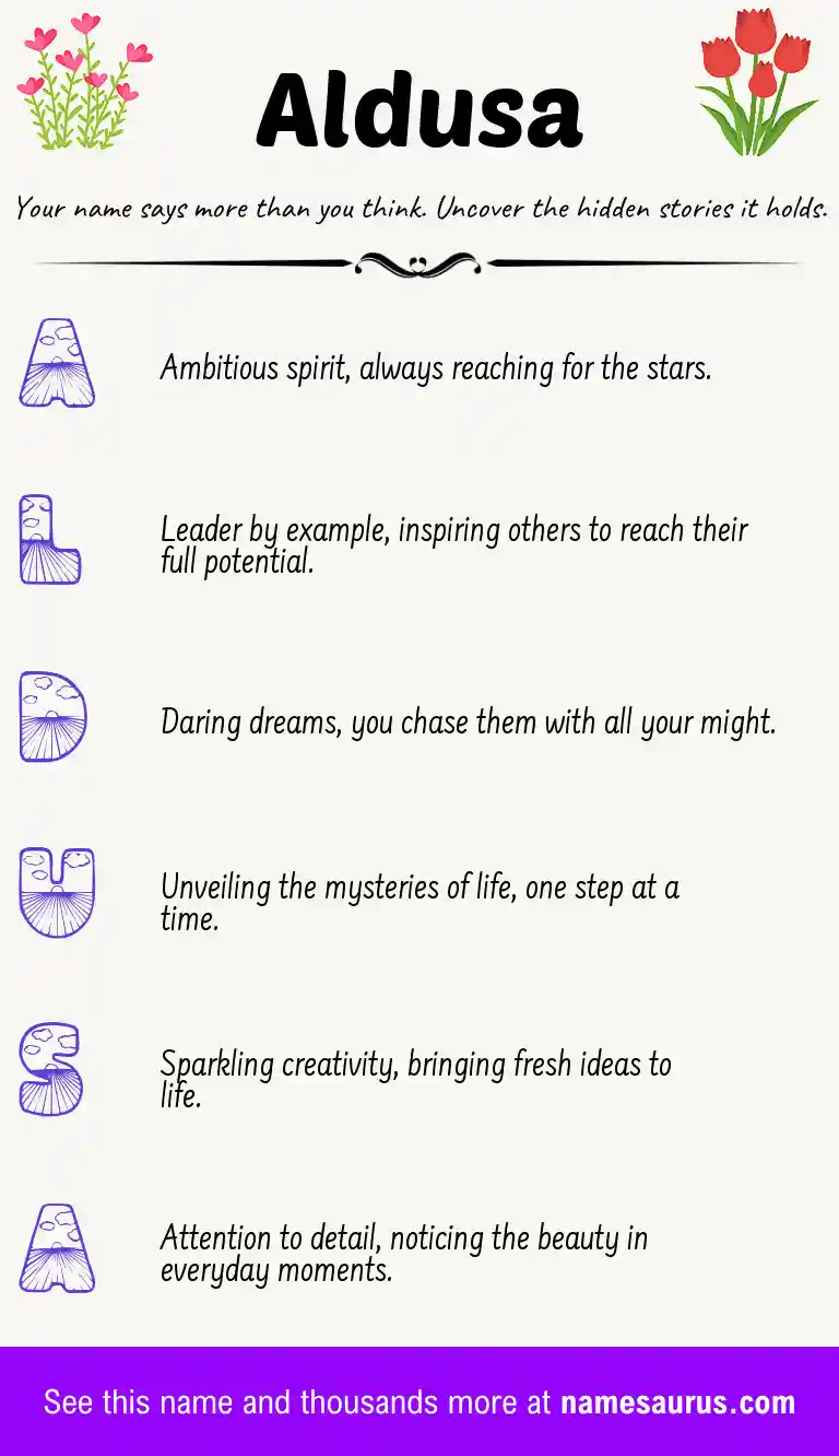 Acrostic poem about Aldusa.