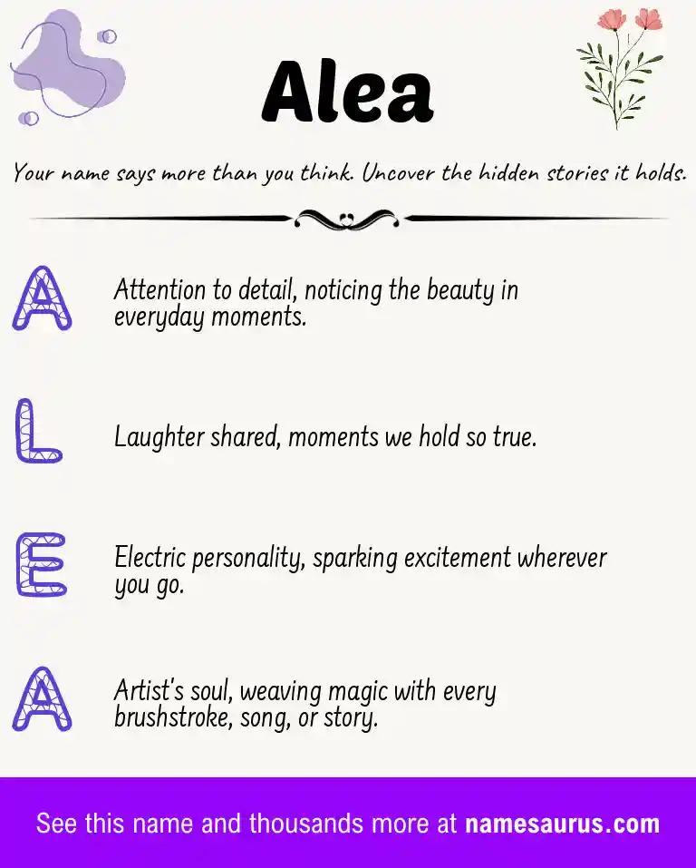 Acrostic poem about Alea.