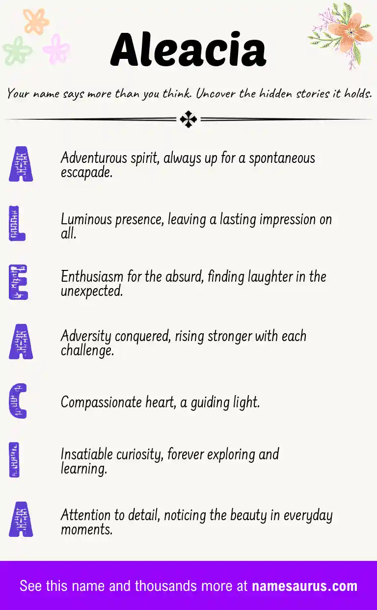 Acrostic poem about Aleacia.