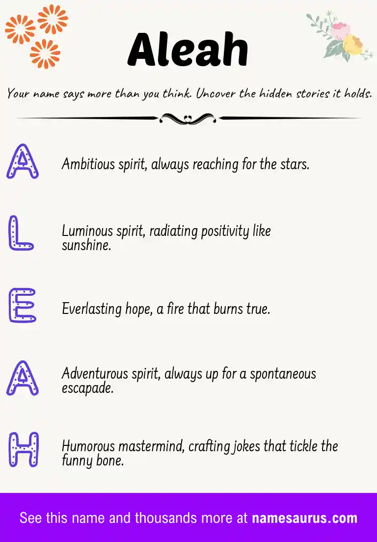 Acrostic poem about Aleah.