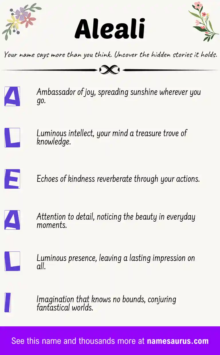 Acrostic poem about Aleali.