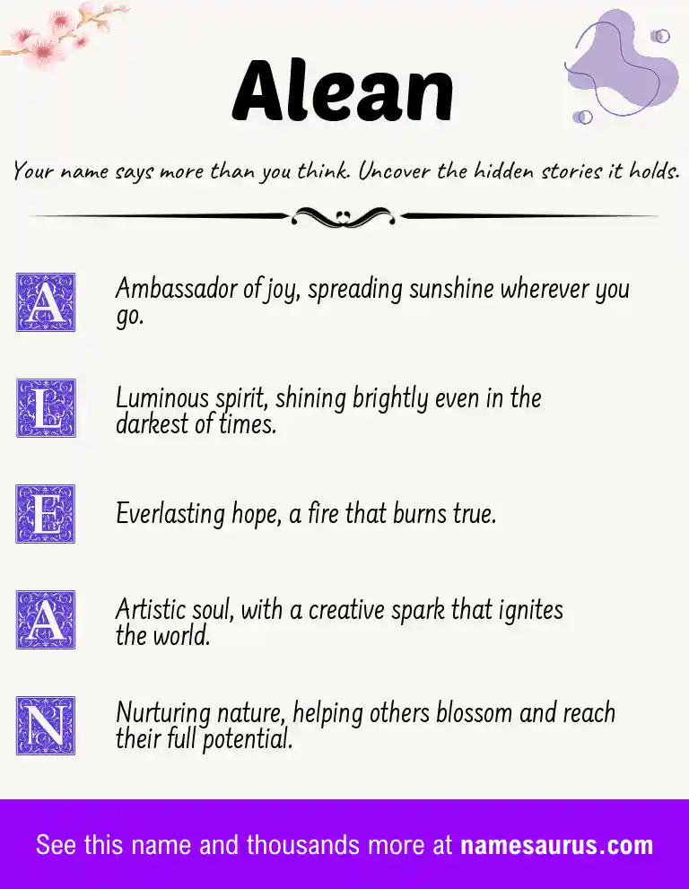 Acrostic poem about Alean.