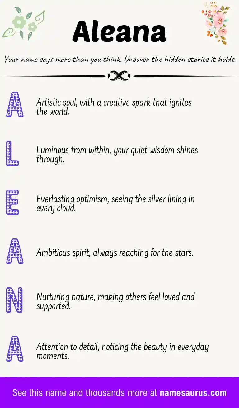 Acrostic poem about Aleana.