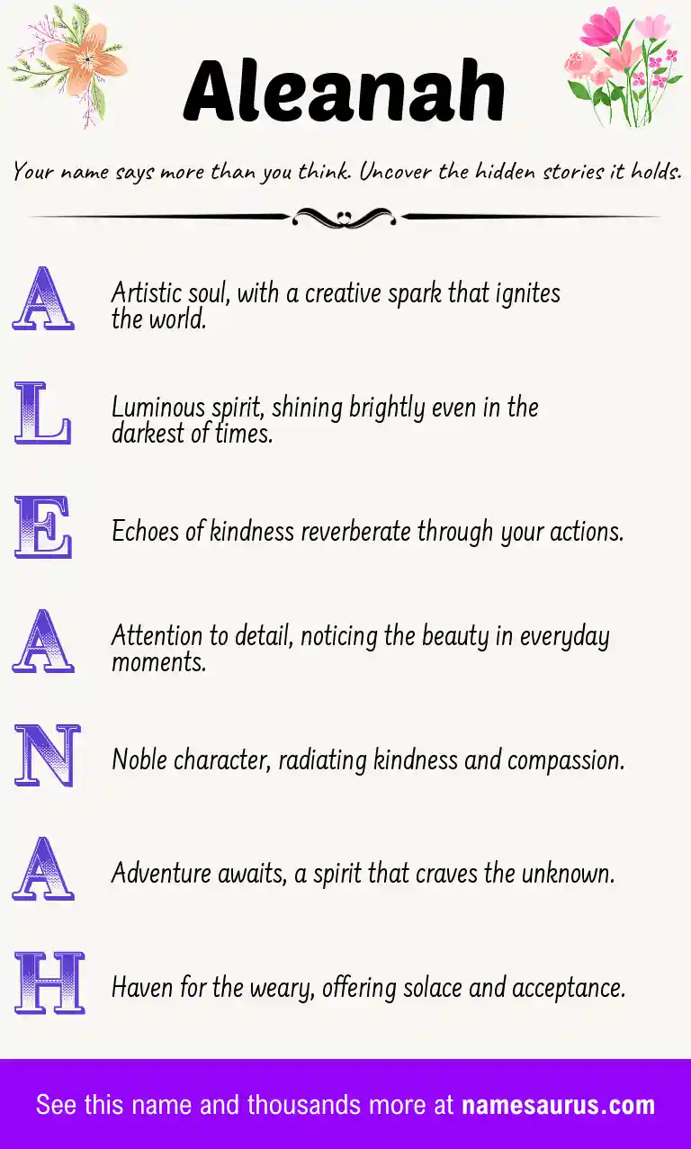 Acrostic poem about Aleanah.