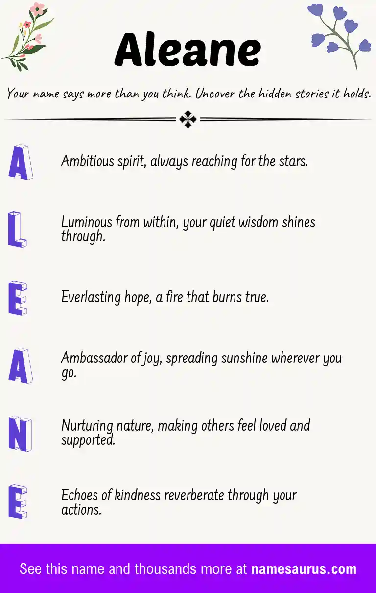 Acrostic poem about Aleane.