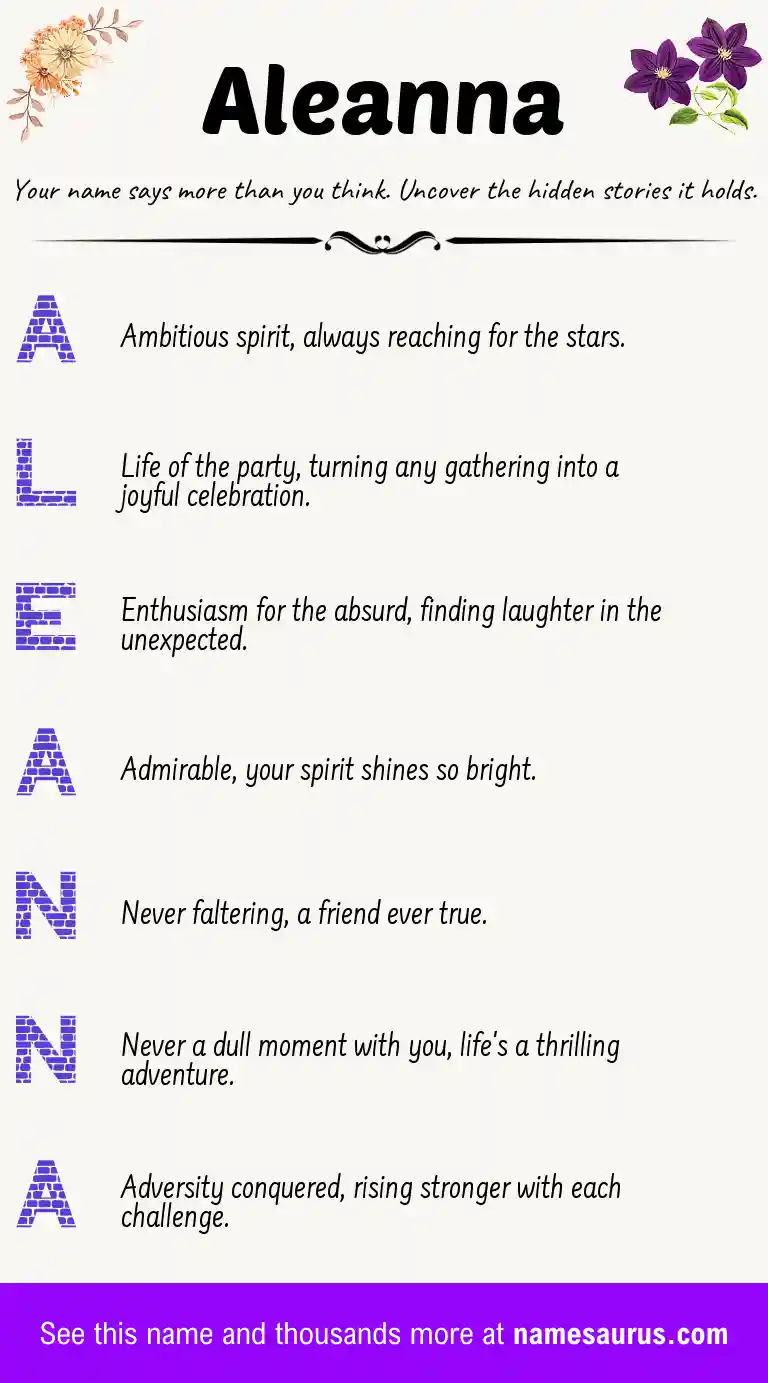 Acrostic poem about Aleanna.