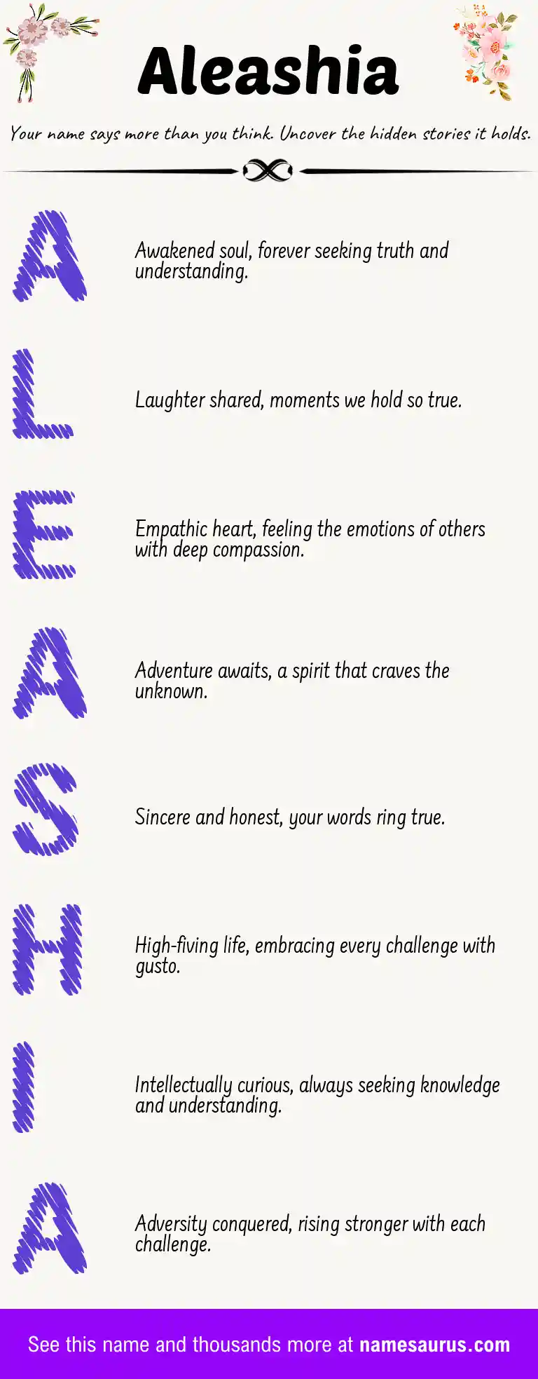 Acrostic poem about Aleashia.