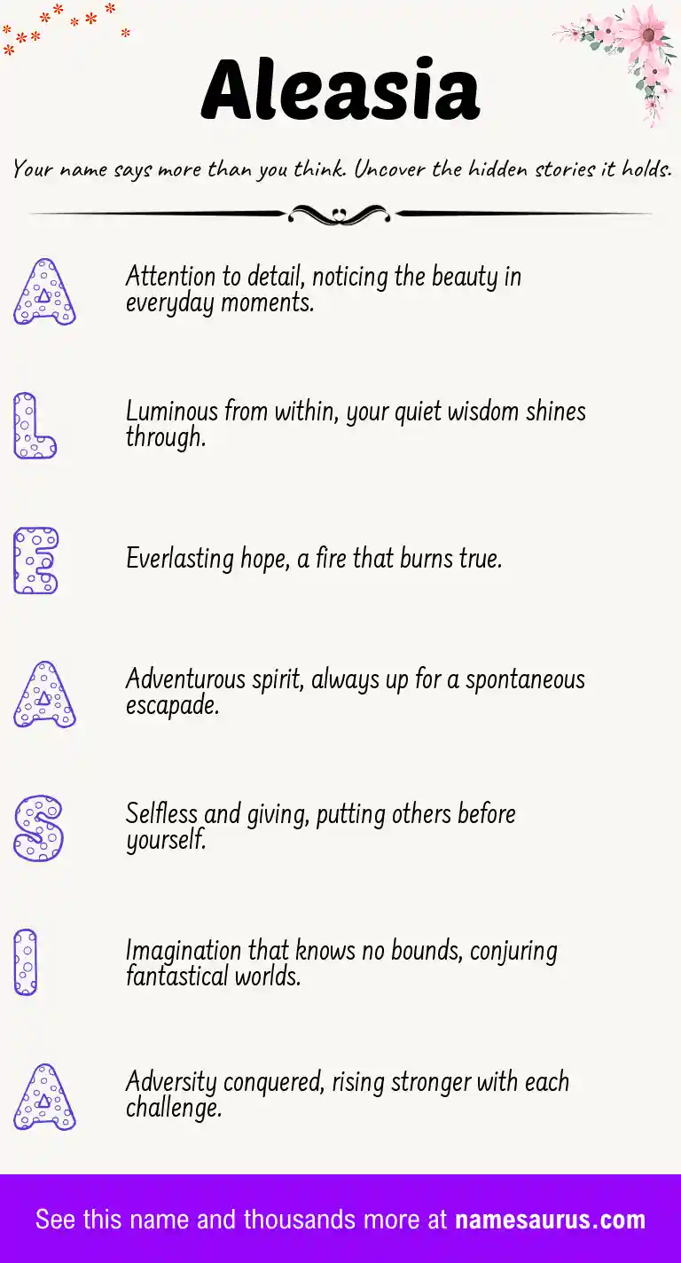 Acrostic poem about Aleasia.