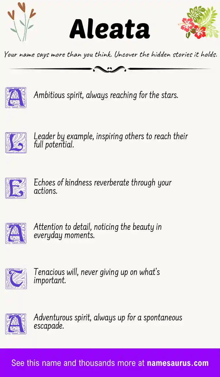 Acrostic poem about Aleata.
