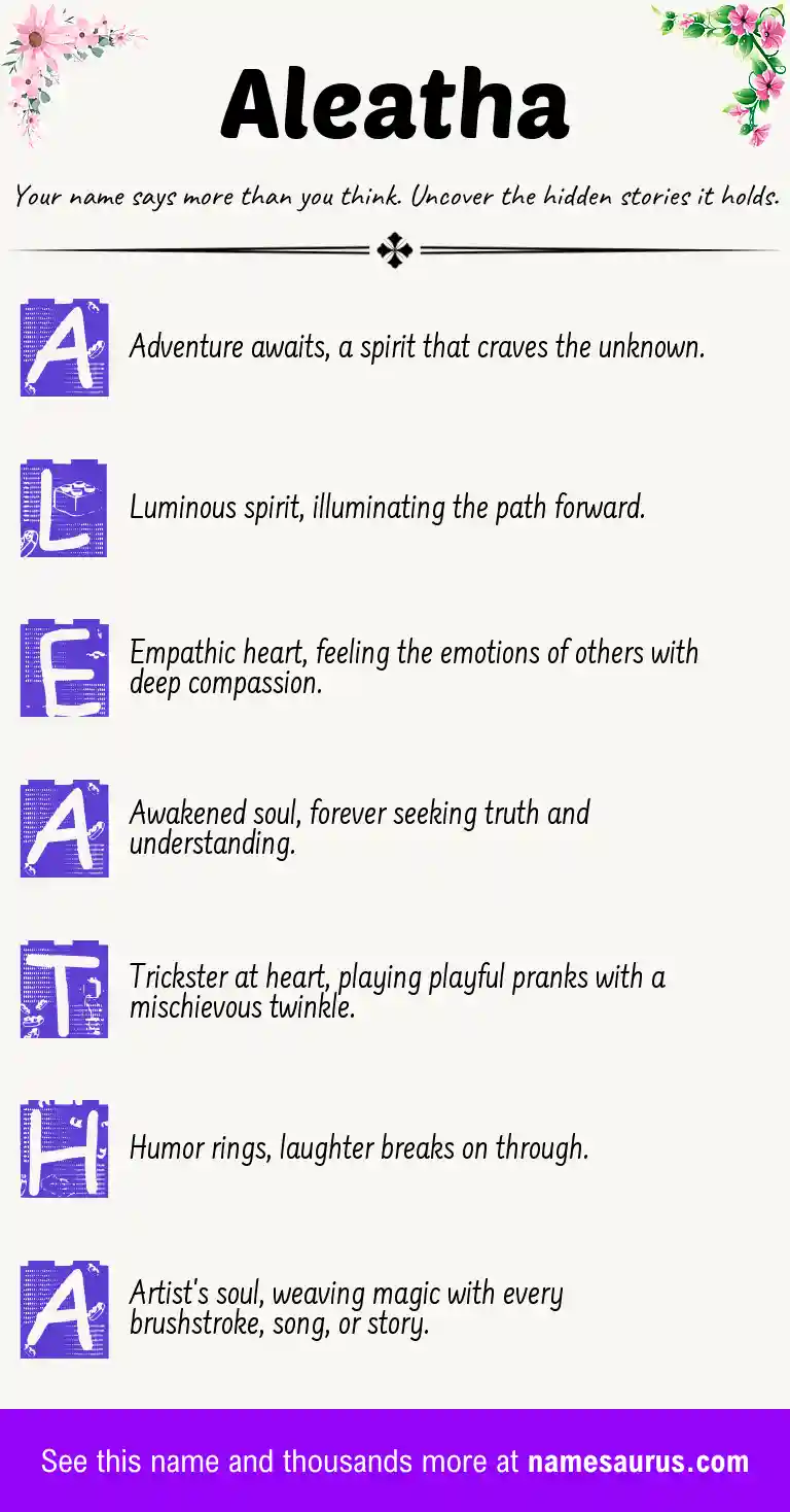 Acrostic poem about Aleatha.